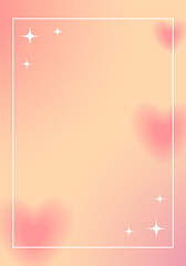 Wall Mural - Pink tender poster with blurred hearts. Valentine's day frame