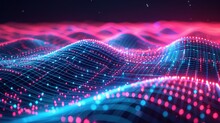 Abstract Wave Made Out Of Grids That Are Seen From A Cinematic View Of One Of The Holy Geometry Shapes, The Shape Is Clearly Animated, Clear Neon Lines, 3d Render, Nothingness. Wallpaper, Pattern.