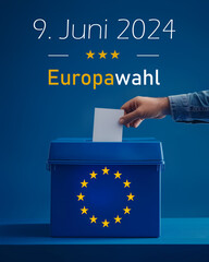 Motiv zur Europawahl am 9 Juni 2024 mit Text und Datum