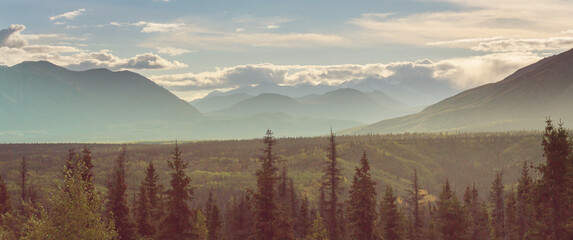 Canvas Print - Mountains on Alaska panorama