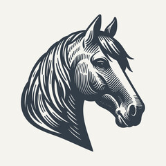 Poster - Horse Head. Vintage woodcut engraving style vector illustration.