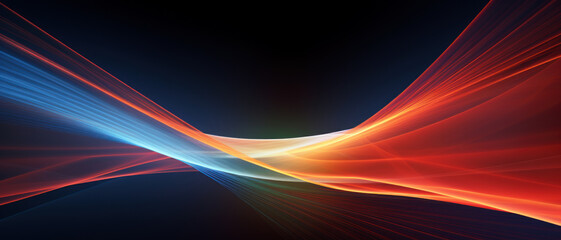Wall Mural - multicolored neon curve lines on black background, digital glowing energy. abstract pattern of color