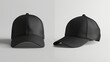 Black baseball cap in angles view front and back. Mockup baseball cap for your design