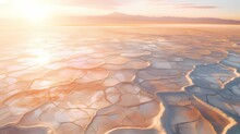 Aerial View Of Salt Flats Creating Abstract Patterns Under The Sun