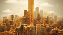 A City With Spaghetti On It. Generative AI.