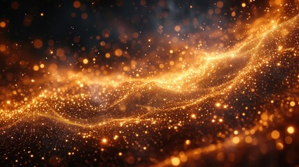Wall Mural -  a blurry image of gold lights on a black background with a blurry image of gold lights on a black background.