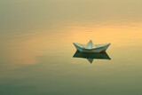 Fototapeta Big Ben - Single paper boat on still water, soft reflections.