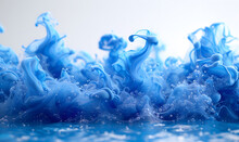 Spectacular Image Of Blue Liquid Ink Churning Together , With A Realistic Texture And Great Quality. Digital Art 3D Illustration. 