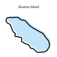Alcatraz Island Map, Alcatraz Island Vector, Alcatraz Island Outline, Alcatraz Island Stylized