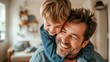 © NovaVision - Joyful Father and Son Sharing a Piggyback Ride and Laughter. Generative ai