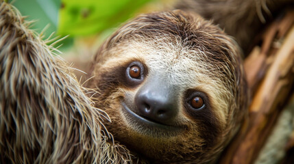 Wall Mural - cute sloth, closeup . Ai Generative