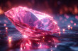 A neon illustration of a pink purple diamond. Created with generative AI.