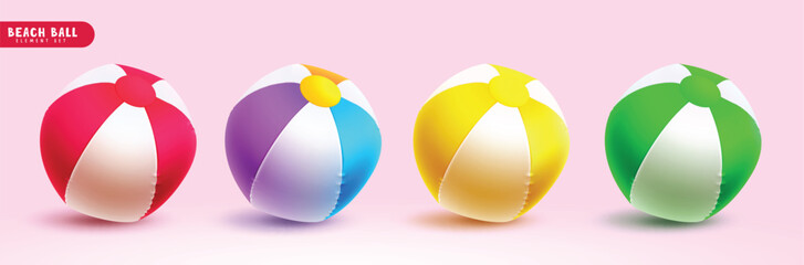 Wall Mural - summer beachball vector set design. summer beach ball colorful round objects collection for beach ou