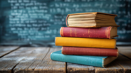 Wall Mural - Stack of Books on Wooden Table