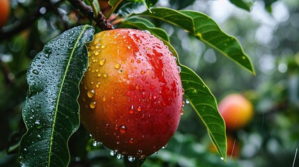 Wall Mural - red apple on a tree