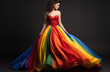 © Victoria - Woman in Rainbow Colored Dress, Vibrant Outfit Displays Multitude of Colors