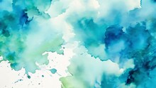 Flat Lay Blue Green Abstract Watercolor, Motion