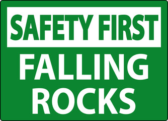 Wall Mural - Safety First Sign, Falling Rocks