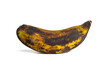 single overripe or old banana isolated on white background