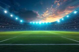 Fototapeta Sport - a large football stadium with bright lights at night. generative AI