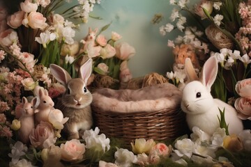 Beautiful floral digital backdrop for newborn baby