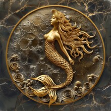 Golden Mermaid Badge Metallic