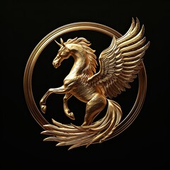 Wall Mural - Golden pegasus badge metallic