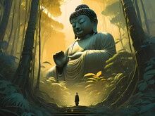 Photo Ai Generated Painterly Image Of The Giant Buddha On A Different Environmet Platforms