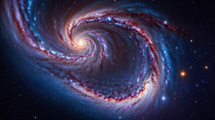 Modern A view from space to a spiral galaxy and stars, Universe filled with stars, nebula and galaxy