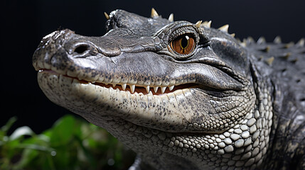 Portrait of smiling crocodile real photo