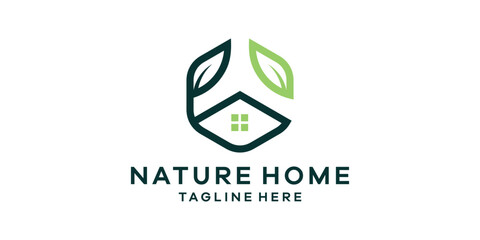 Wall Mural - green house logo design, minimalist line, logo design symbol.