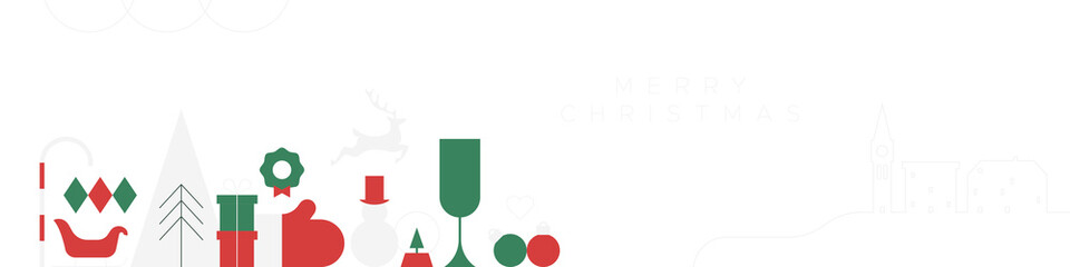 Wall Mural - Merry christmas modern geometric banner template. Abstract xmas holiday poster with winter decoration. Festive party invitation, minimalist december event greeting card.	
