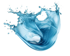 Wall Mural - Blue water swirl splash with little bubbles isolated on clear png background, liquid flowing in form of wave, with Generative Ai