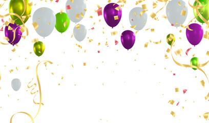 Wall Mural - Celebration background with balloons and confetti. Vector illustration.