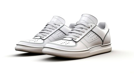 Wall Mural - White background cutouts of classic sneakers sport shoe 