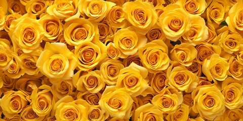 Sticker - Vibrant yellow roses background. perfect for greetings or celebrations. beautiful floral texture. AI