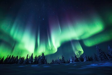 Poster - Abstract northern lights or aurora borealis generative ai