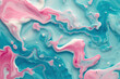 Minimalist pink and teal liquid ink swirl abstract background. Ravishing turbulence wavy pattern. Background image. Created with Generative AI technology