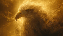 The Contours Of Eagle Face In The Mist. Yellow Mist Texture. 