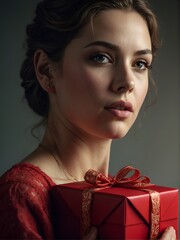 woman holding a gift, valentines day