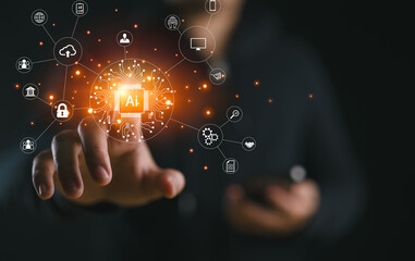 Leinwandbilder - Digital transformation technology strategy, IoT, internet of things. transformation of ideas and the adoption of technology in business in the digital age, enhancing global business capabilities. Ai