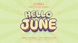 Hello June Editable Text Effect, 3d cartoon style