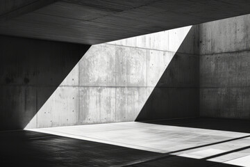 Wall Mural - An modern and empty room with sunlight and shadows on a abstract concrete wall, minimalist style...