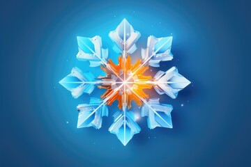 Snowflake 3D render image isolated on clean studio background