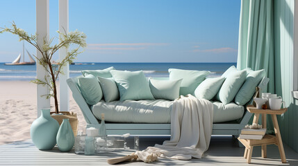 Poster - Pastel hues of mint green melting into a dreamy sky blue