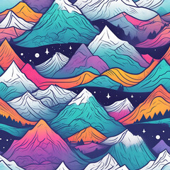 Colored Mountains. Graphic illustration