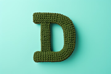 
Crocheted letter D using chocolate brown yarn, creating a warm, inviting texture, against a pastel mint background