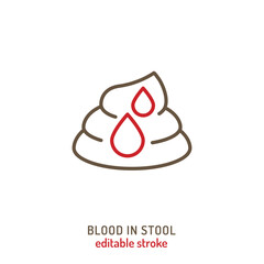 Fototapeta blood in human stool. linear icon, pictogram, symbol.