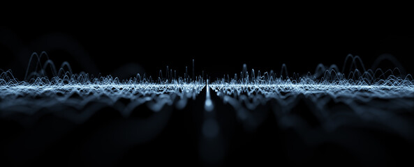 Wall Mural - digital wavy lines pattern on clean black illustration background.