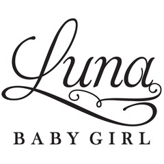 Wall Mural - luna baby girl sign design name text word font swirl baby luna